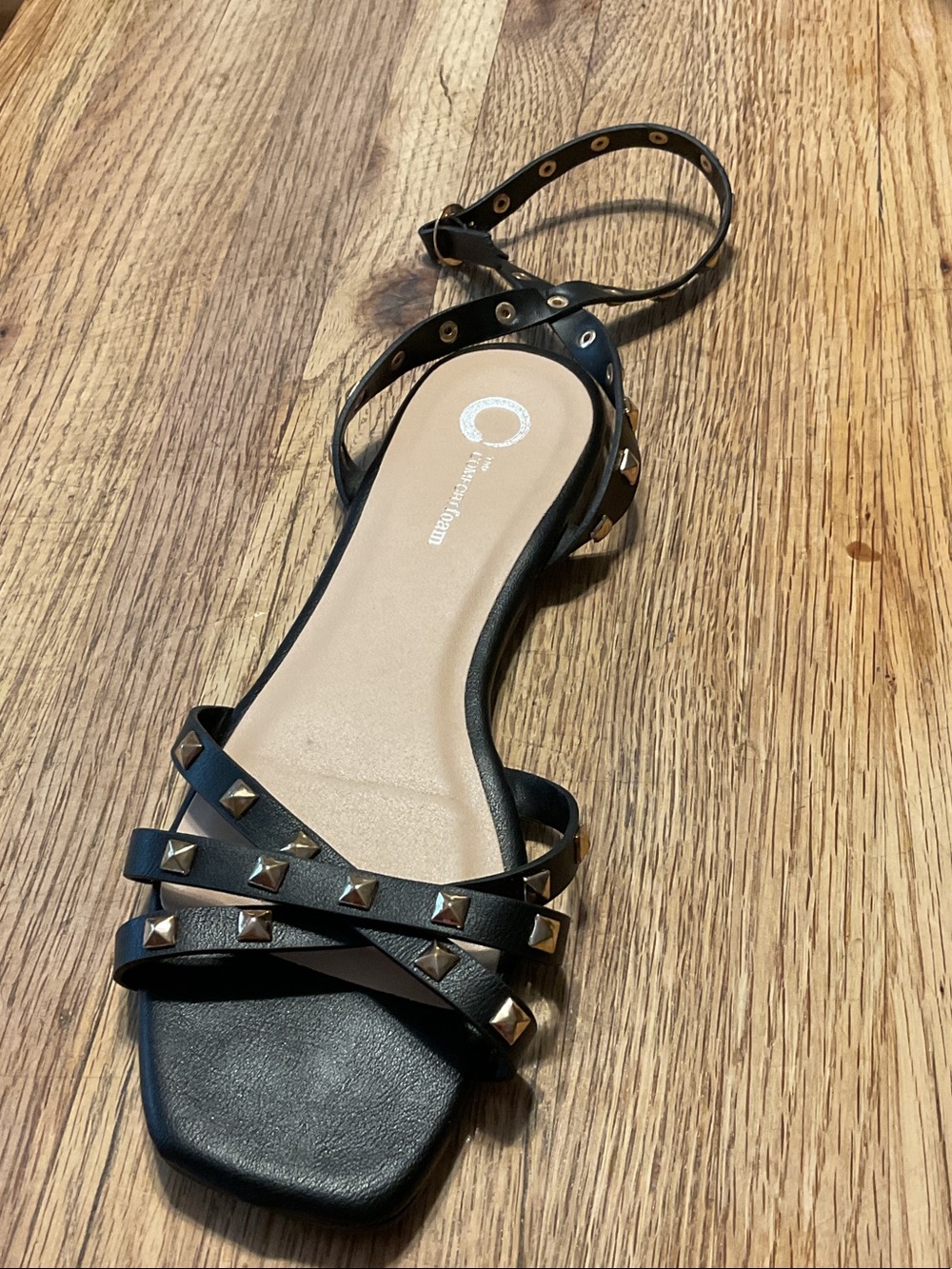Cityclassified Black Ankle-Strap Studded Sandals